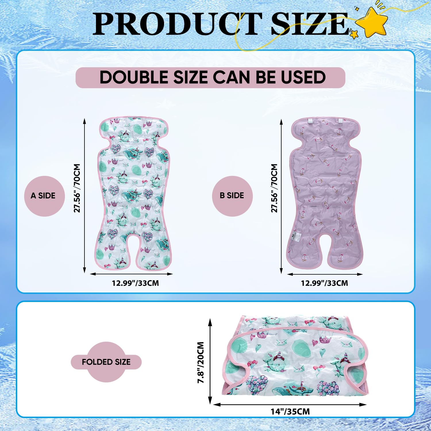 Miracle Baby Gel 嬰兒車 汽車座椅冷卻墊 雙面保冷墊 適用於嬰兒車 夏季座椅襯墊