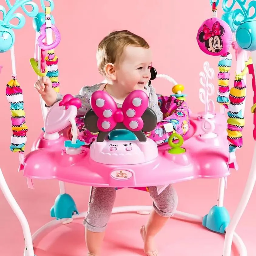 Bright starts disney MINNIE MOUSE 玩具、360 度旋轉座椅、音樂和燈光 BB跳跳樂