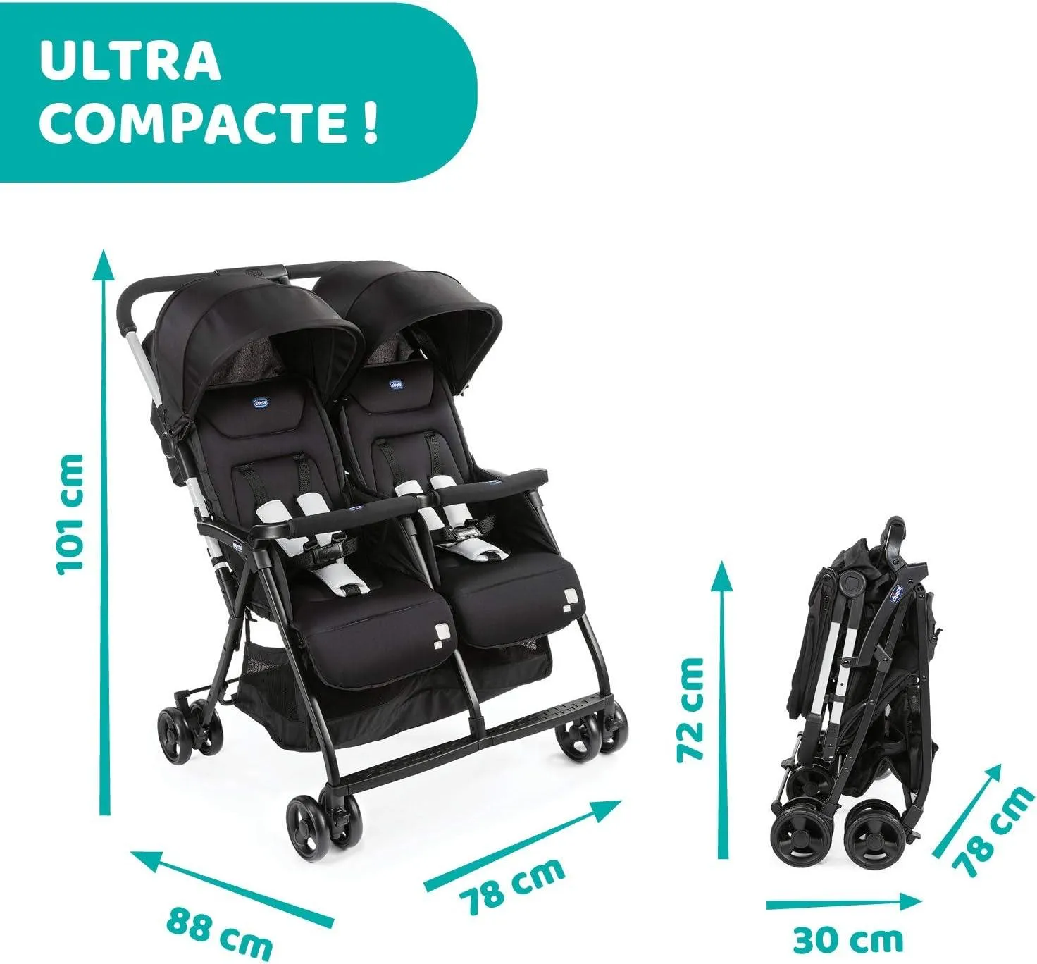 Chicco OHlalà  Twin 雙人BB 嬰兒手推車   超級輕便 8 kg  即買即安排  (免費送貨）