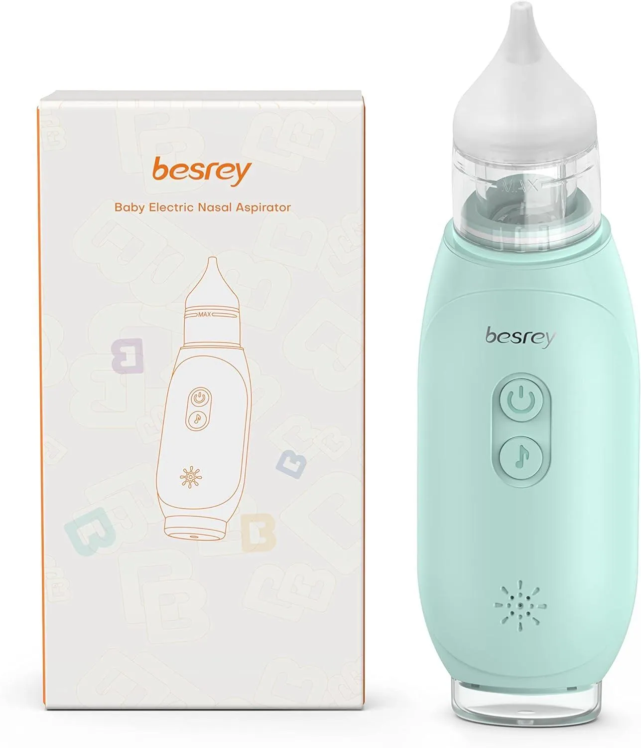 德國 besrey 好用方便 電動吸鼻器 3 级可调节吸鼻器, 3級調節，帶音樂和燈光的鼻子清潔器,收集杯,2 個矽膠頭