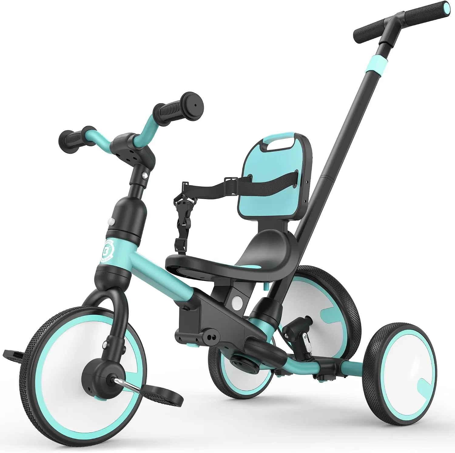 德國 besrey 幼兒自行車（1.5-4歲），幼兒三輪車帶備用輪，五合一兒童三輪車，帶推桿、靠背和安全帶，平衡車
