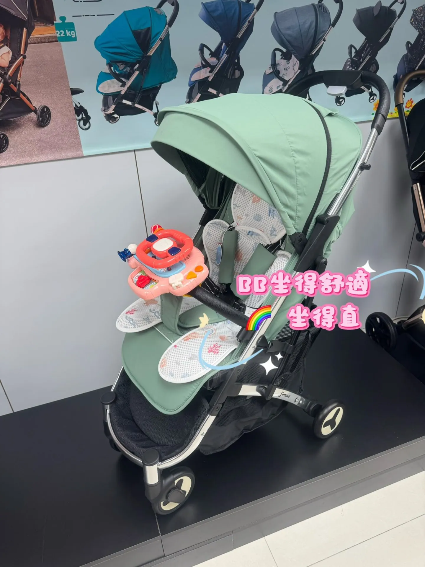 JIMMY² 單手收開車 輕便細部 實正穩陣好好推 車籃超級大 初生0-4歲