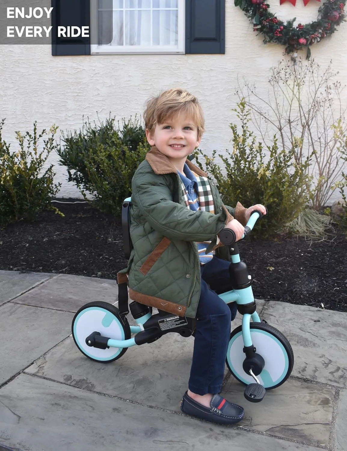 德國 besrey 幼兒自行車（1.5-4歲），幼兒三輪車帶備用輪，五合一兒童三輪車，帶推桿、靠背和安全帶，平衡車