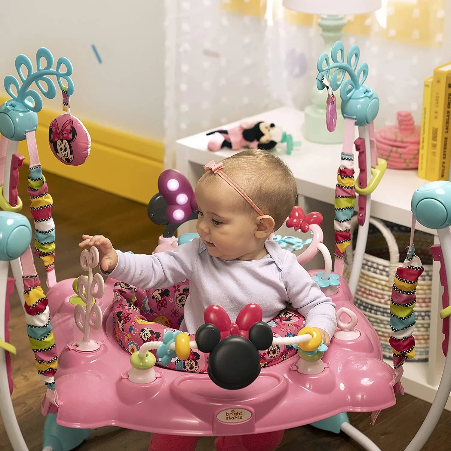 Bright starts disney MINNIE MOUSE 玩具、360 度旋轉座椅、音樂和燈光 BB跳跳樂