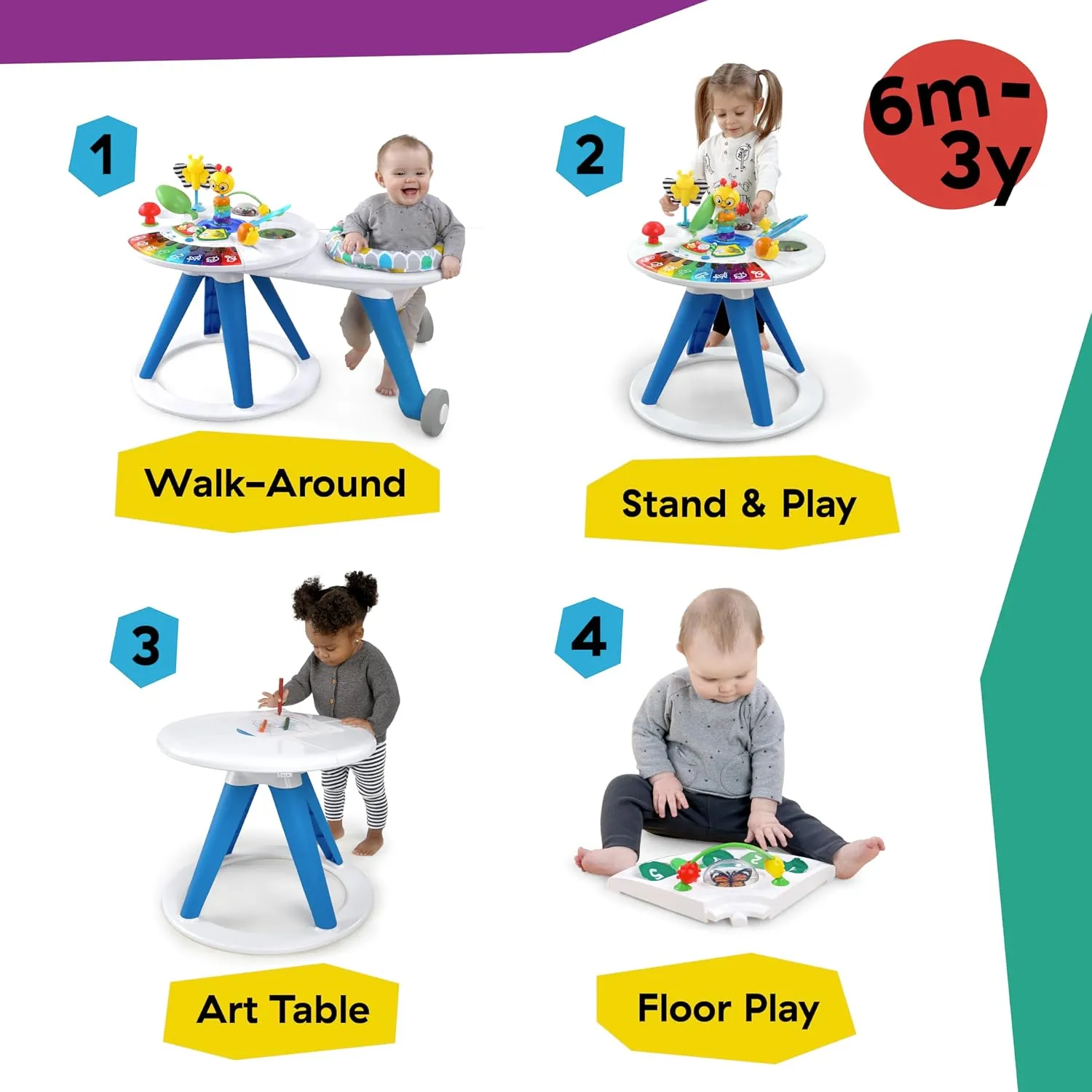 Baby Einstein Around We Grow 4 合 1 學步車 ,適合 6 個月及以上兒童