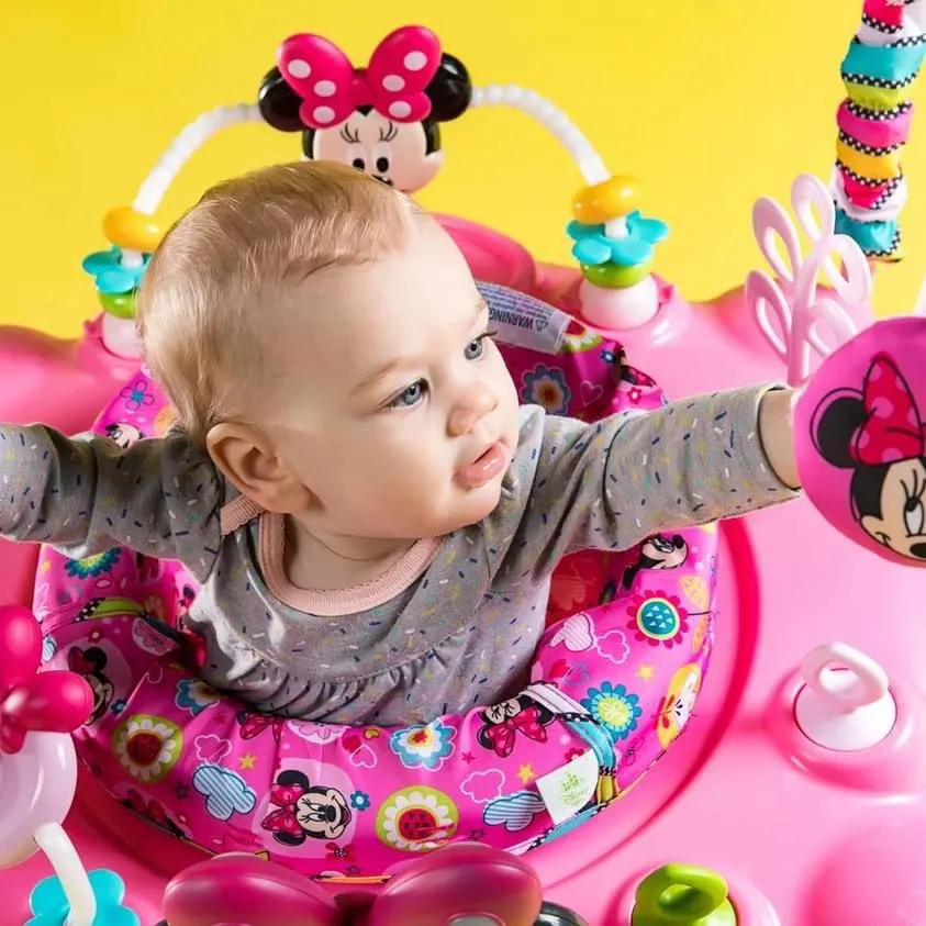 Bright starts disney MINNIE MOUSE 玩具、360 度旋轉座椅、音樂和燈光 BB跳跳樂