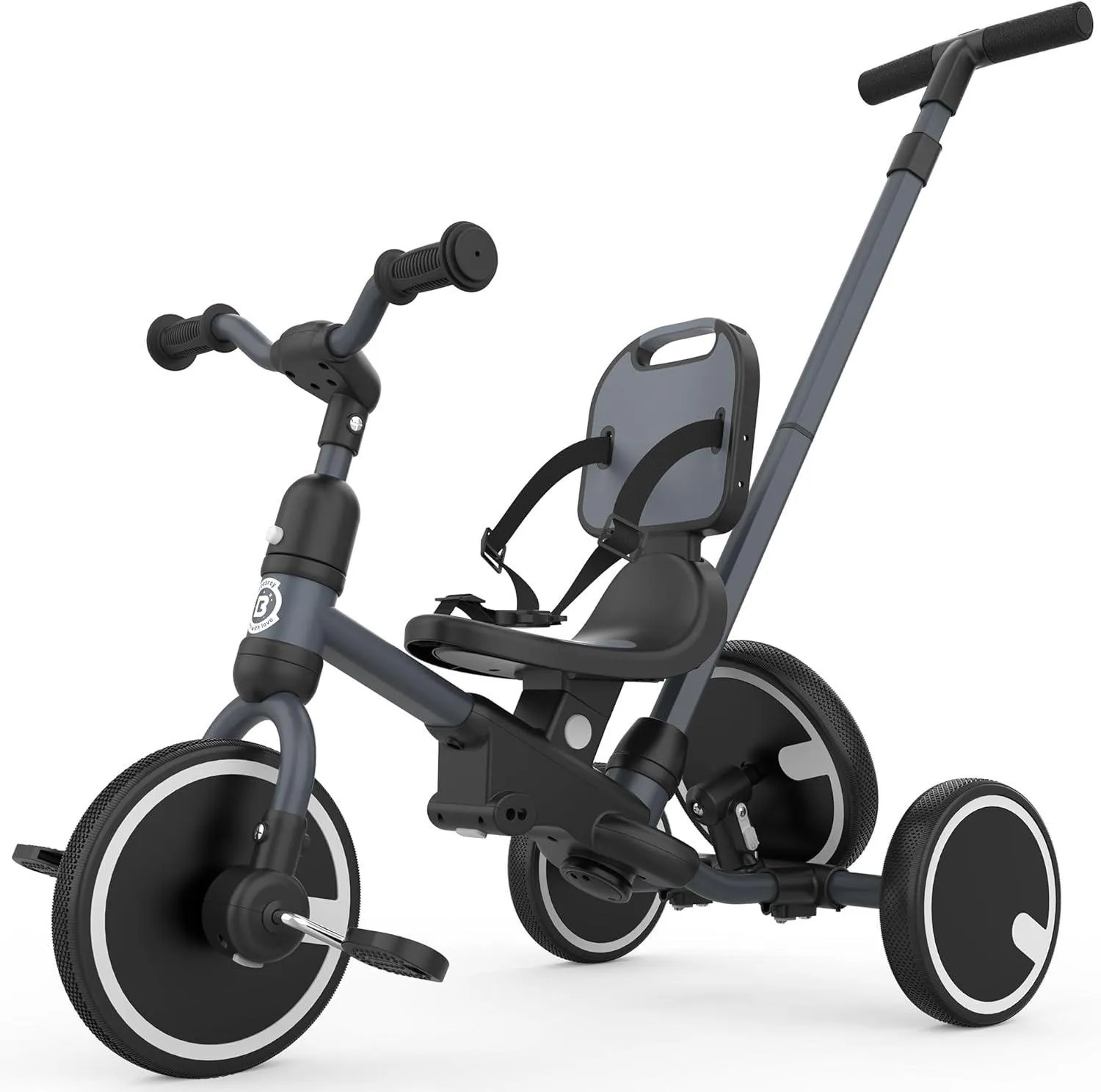 德國 besrey 幼兒自行車（1.5-4歲），幼兒三輪車帶備用輪，五合一兒童三輪車，帶推桿、靠背和安全帶，平衡車