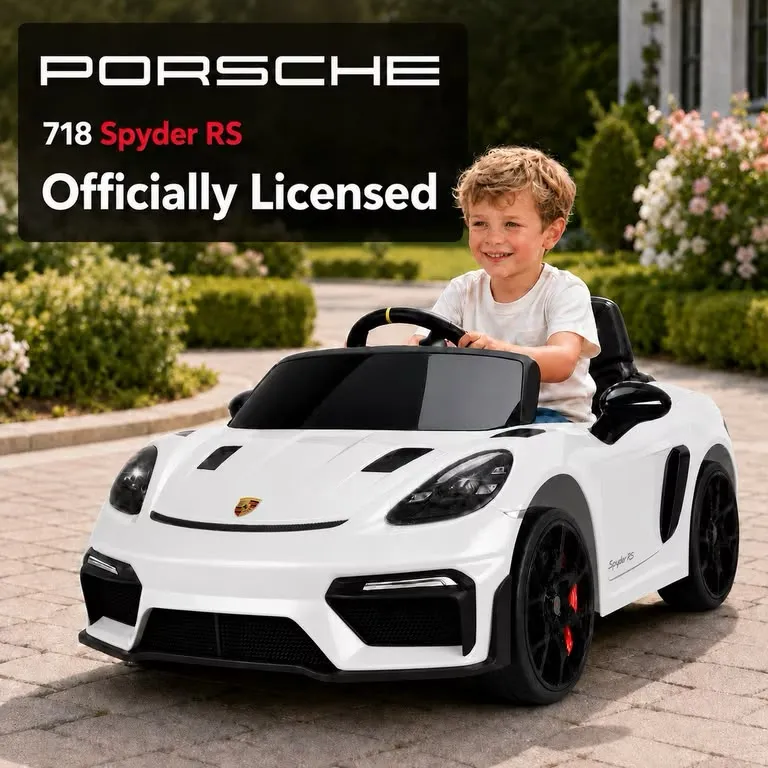 Porsche 718 Spyder Rs 四驅 兒童電動遙控跑車  正版授權（免費安裝好）
