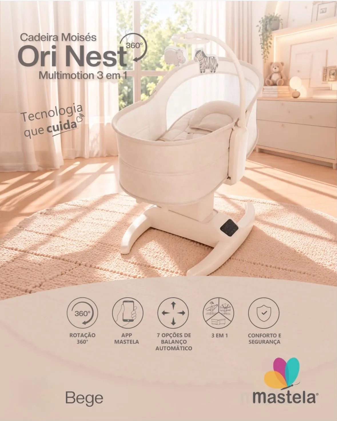 Mastela Ori Nest 3合1  初生0-15kg 電動安撫BB搖籃 可做分隔床