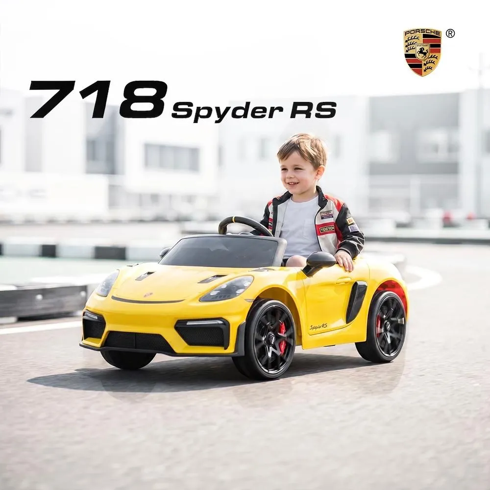 Porsche 718 Spyder Rs 四驅 兒童電動遙控跑車  正版授權（免費安裝好）